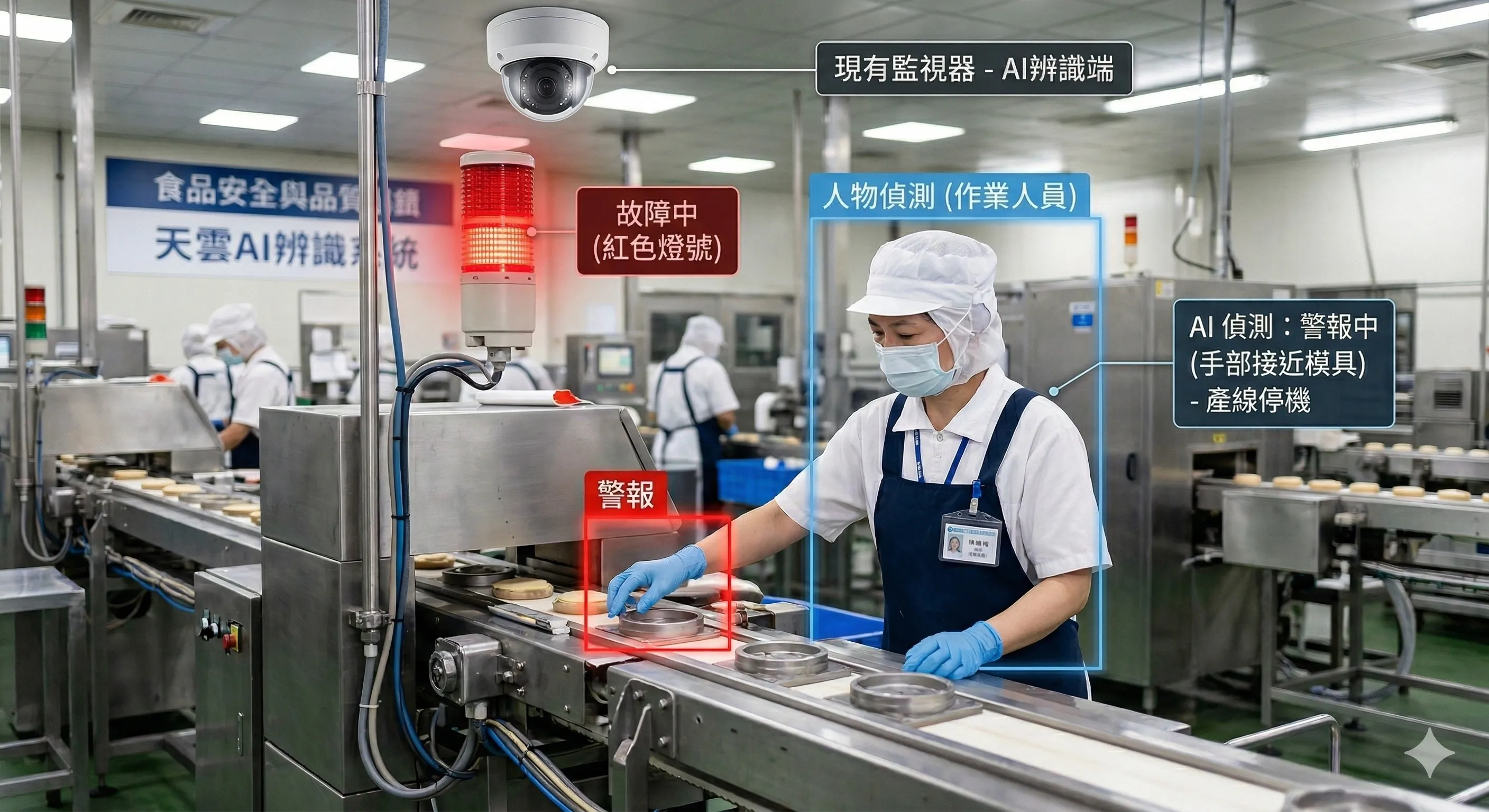 iSeek AI影像辨識食品廠切割機台安全監控畫面