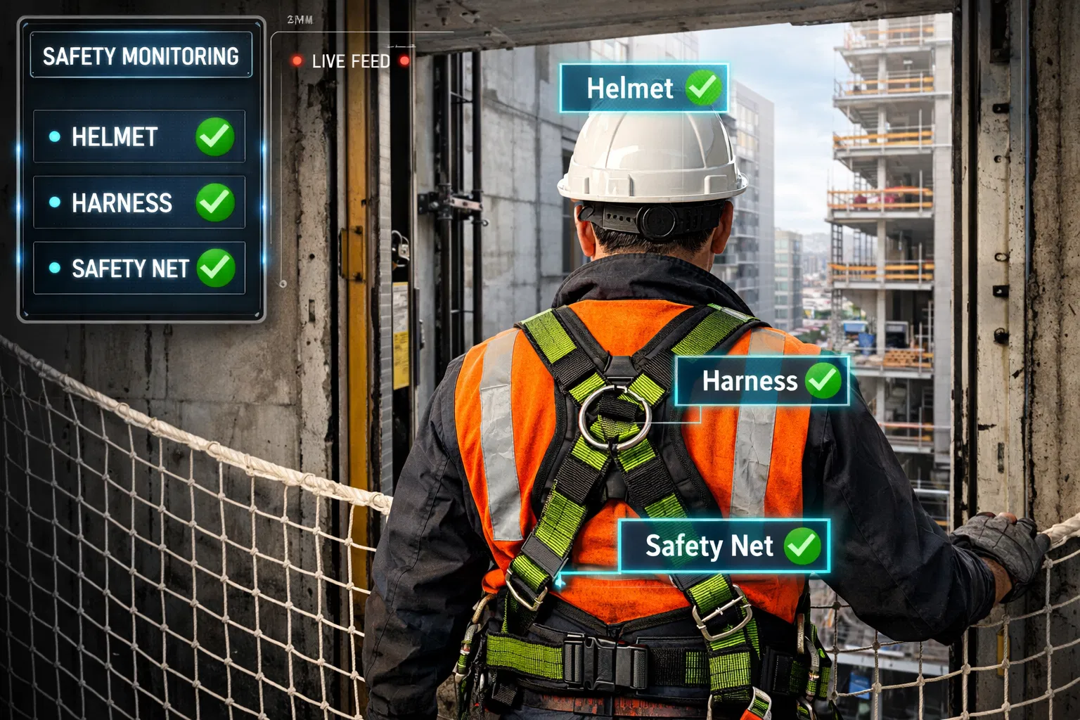 iSeek AI 吊掛安全智慧監控系統即時影像辨識畫面